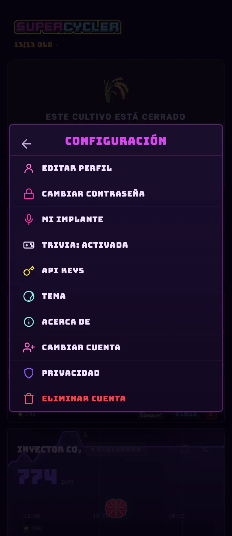 FIG 03e · The Settings submenu.