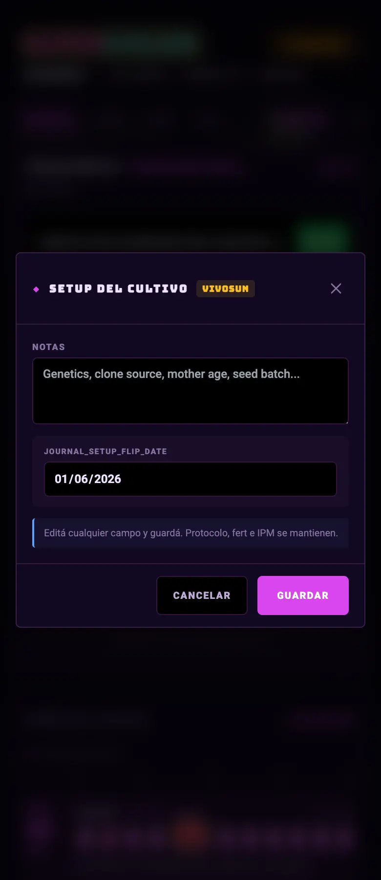FIG 08c · The grow setup, where you choose the protocol.