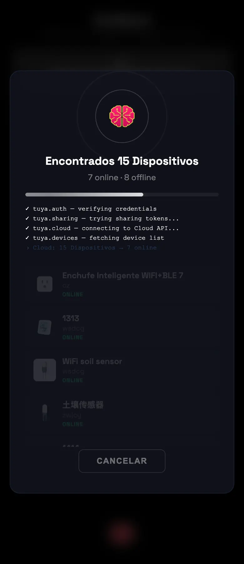 FIG 04b · Con la cuenta vinculada, los equipos aparecen solos.