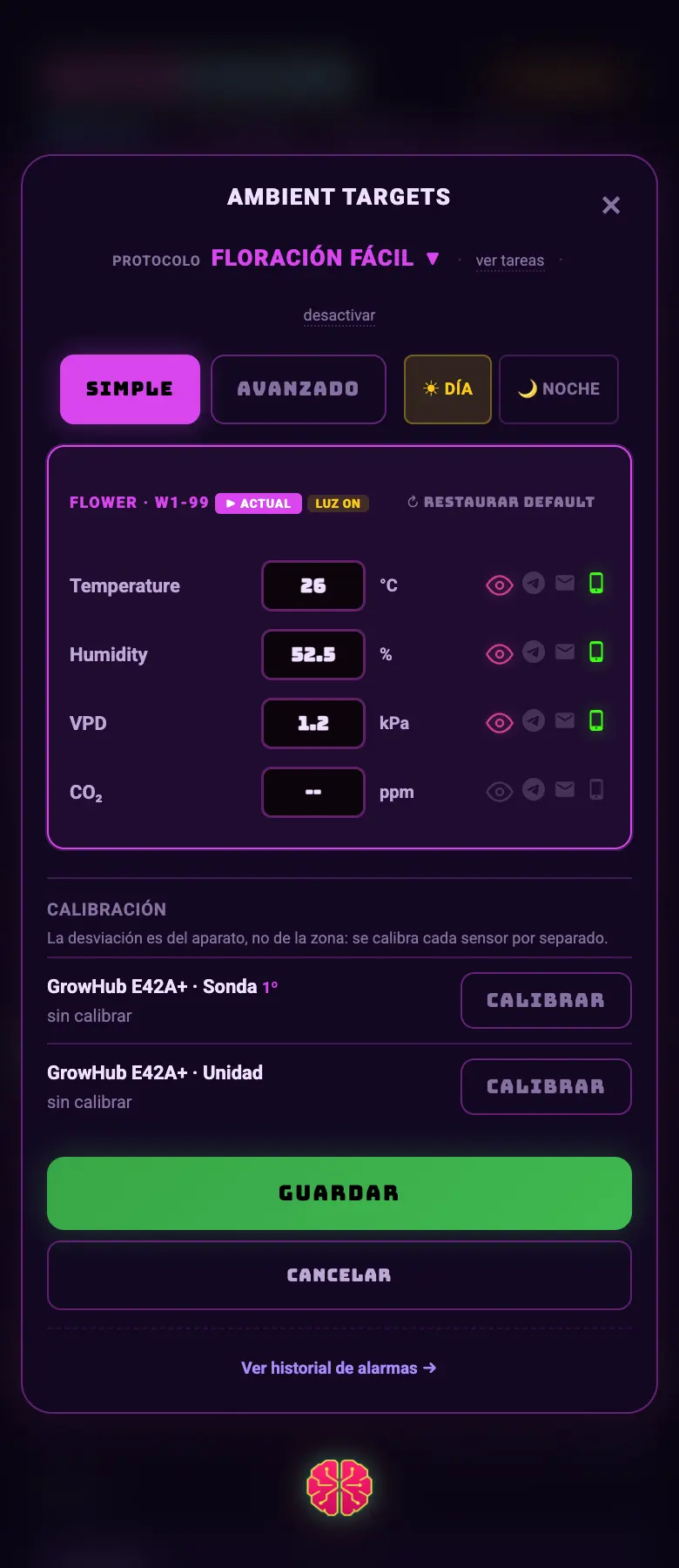 FIG 06c · Configuración de ambiente: los protocolos por etapa traen los objetivos ya cargados.
