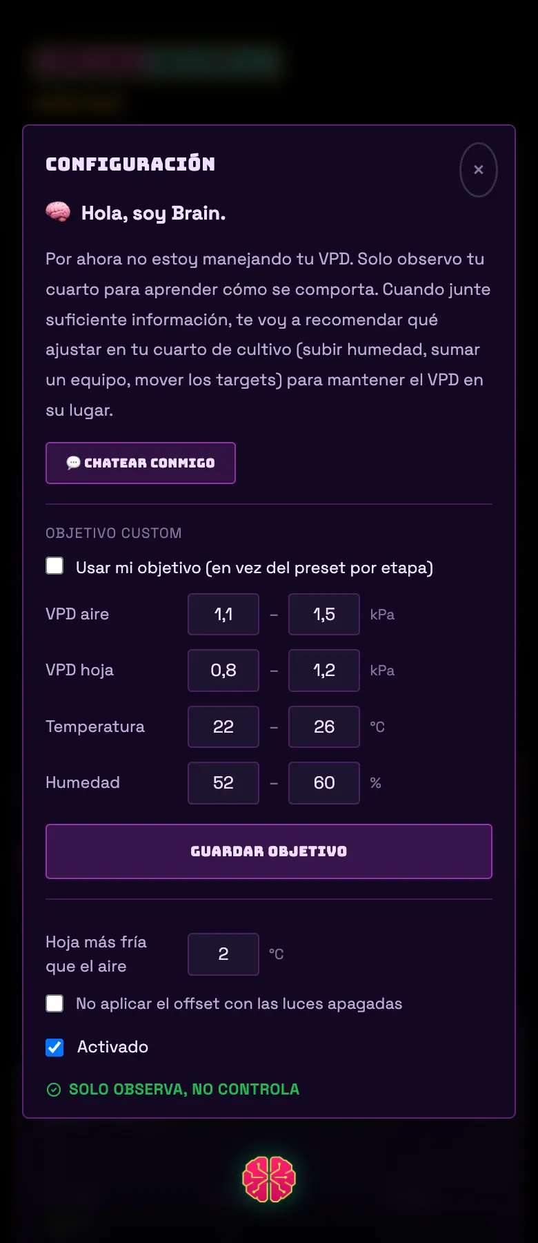 FIG 18c · La configuración del AI VPD. Brain explica en qué está.