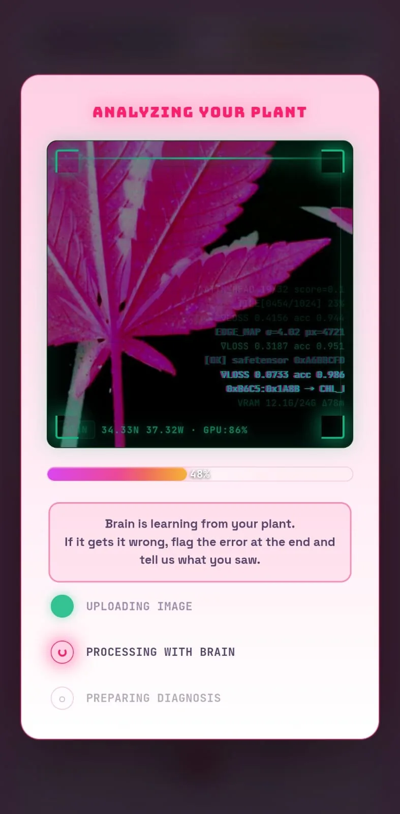 Plant Scan - Brain analyzes the plant and learns from every scan